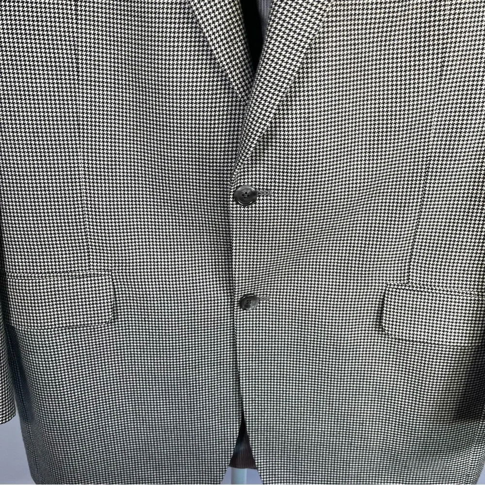 Jack Victor Loretowood Houndstooth Cashmere Blazer Black &‎ White 44L Classic